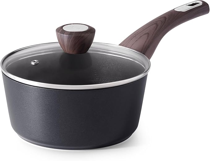 SENSARTE Nonstick Sauce Pan with Lid, 2.0 Quart Small Saucepan, Multipurpose Cooking Pot with Stay Cool Handle, Non toxic Kitchen Sauce Pot, Non stick Small Pot, Induction Comptable, PFOA Free