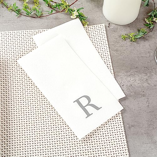 Silver R White Linen Feel Guest Towel Napkin (Silver / 2000 Count / R)