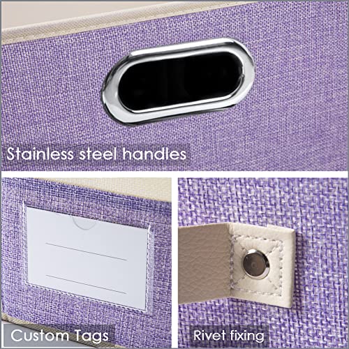 Fodable Storage Bins for Closet [3 (Purple&Cream / Medium(3-Pack))