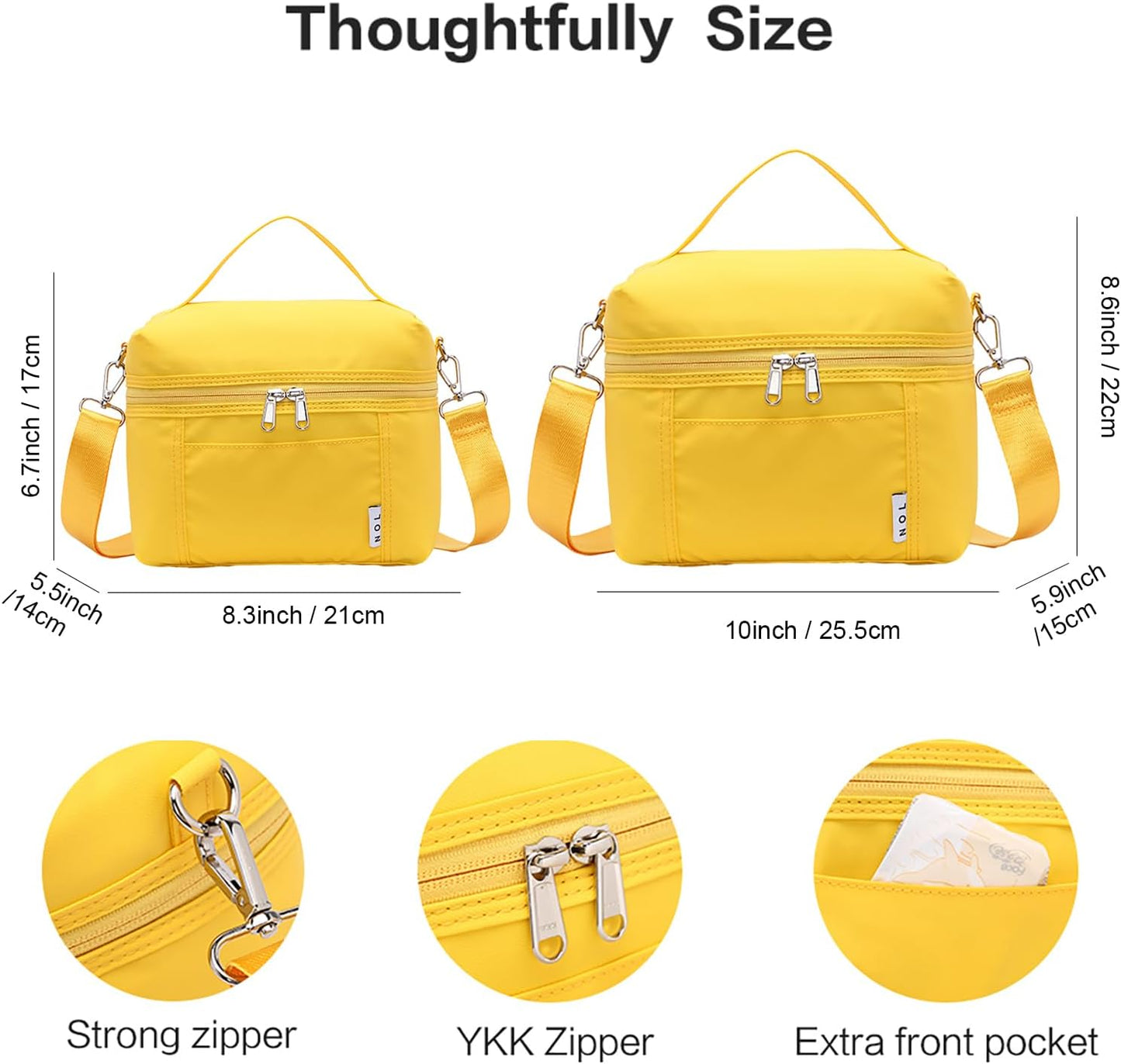 NOL Natural Organic Lifestyle Insulated Lunch Bags for Women Cooler Bag Lightweight Nylon Waterproof Lunch Box For Work