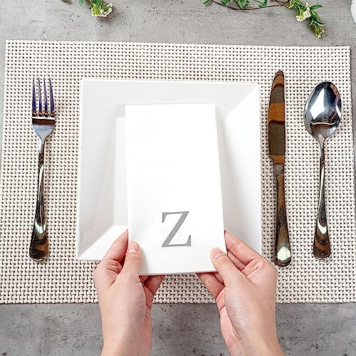 Silver Z White Linen Feel Guest Towel Napkin (Silver / 2000 Count / Z)