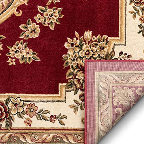 Pastoral Medallion Red French European Formal Traditional Area Rug (5'3" x 7'3" (Rectangular) / Red)