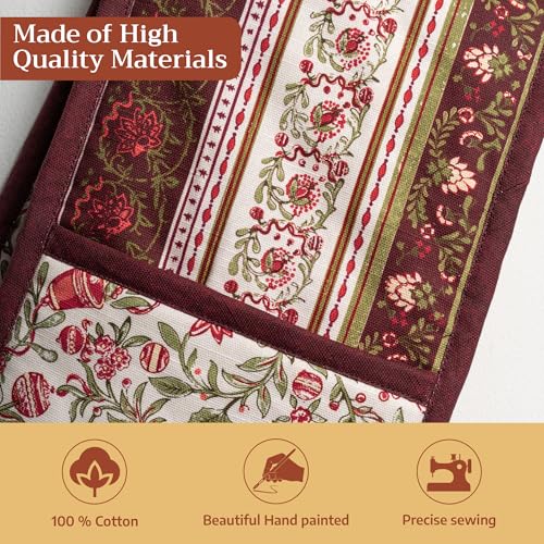 Double Oven Mitts 100% Cotton Double Oven Glove (051 - Reveillon Au Jardin / 7" x 35" (Double Oven Mitt))