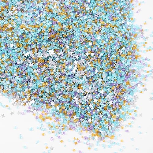 Sanding Sugar Edible Silver Glitter Stars Mix (3.5 Ounce)