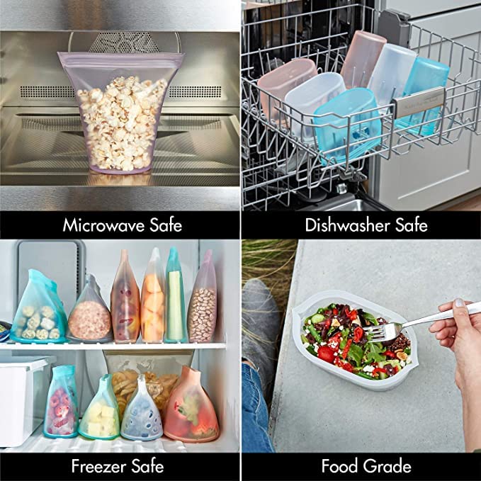 Reusable Food Storage Bags (Gray / 3 Bag Set)