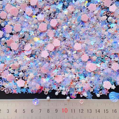 Sequins Holographic Polymer Clay Slices Nail Glitter 3D Holographic Snowflake Shell Butterfly Plum Blossom Nail Sequins Slices Polymer Clay Nail Decals for DIY Nail Decoration
