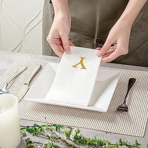 Luxenap 15.8 X 7.9 Inch Linen (Gold / 50 Count / Y)