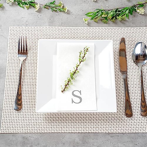 Silver S White Linen Feel Guest Towel Napkin (Silver / 2000 Count / S)