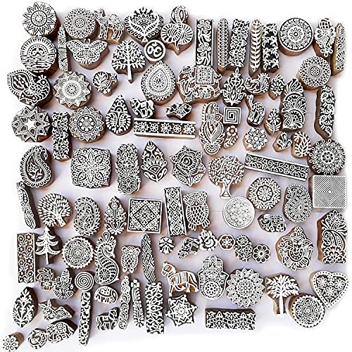 Assorted Wooden Block Printing Stamps (10 Pcs / Bulk01_10)