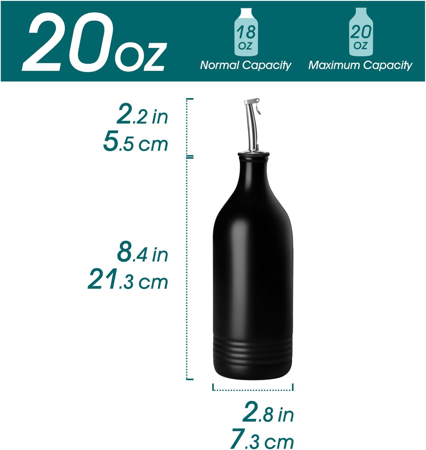 20 Oz Ceramic Olive Oil Dispenser Bottle - Thumbnail 3
