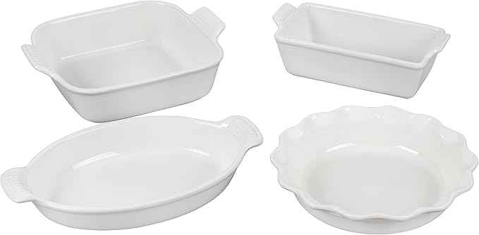 Le Creuset Stoneware 4 PC Heritage Bakeware Set, White