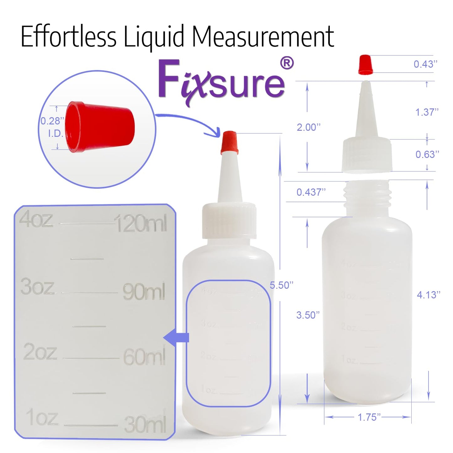 Plastic Squeeze Bottles with Red Tip Cap