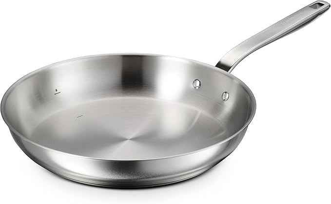 Tramontina Tempo Tri-Ply Base Stainless Steel 12-Inch Large Frying Pan, Induction-Ready Skillet, Oven-Safe, Dishwasher-Safe