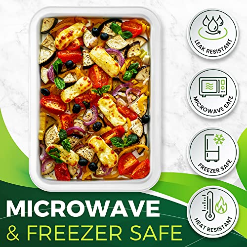 50Pack 14" Heavy Duty Disposable Rectangle Food Trays (White / 14in(50count))