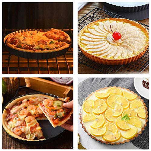 Mini Tart Pans for Baking (Black-Round-2 pack / 8 Inch)
