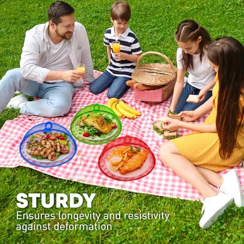 Metal Mesh Screen Food Cover Tent Umbrella (3 Pack / Green Blue Red)