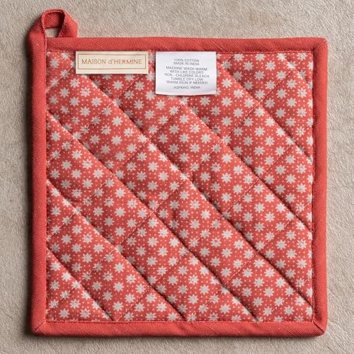 Pot Holders 100% Cotton Potholders (002 - Provence / 8" x 8" (Pot Holder Pack of 2))