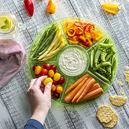 6 Sectional Round Plastic Serving Tray (Green)