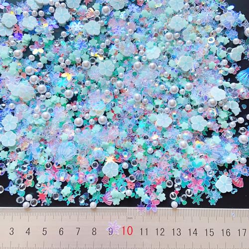 Sequins Holographic Polymer Clay Slices Nail Glitter 3D Holographic Snowflake Shell Butterfly Plum Blossom Nail Sequins Slices Polymer Clay Nail Decals for DIY Nail Decoration