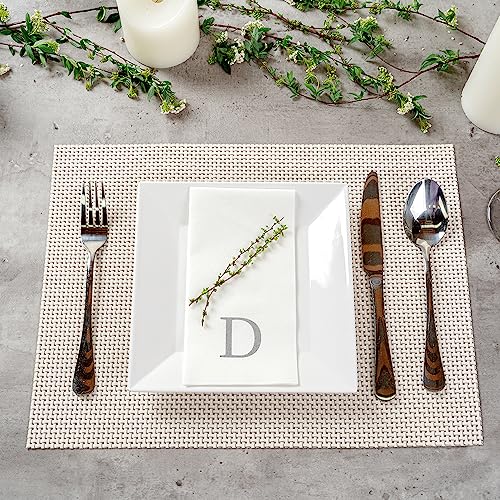 Silver D White Linen Feel Guest Towel Napkin (Silver / 2000 Count / D)