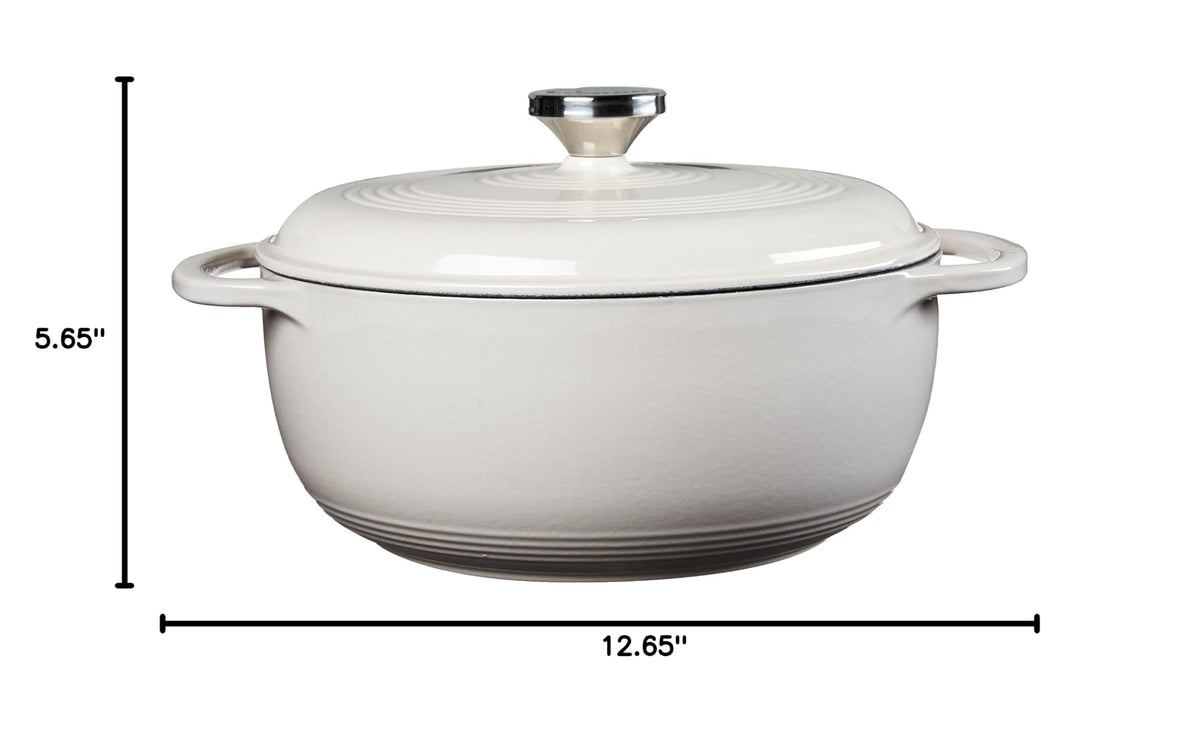 4.5 Quart Enameled Cast Iron Dutch Oven with Lid (Oyster White)