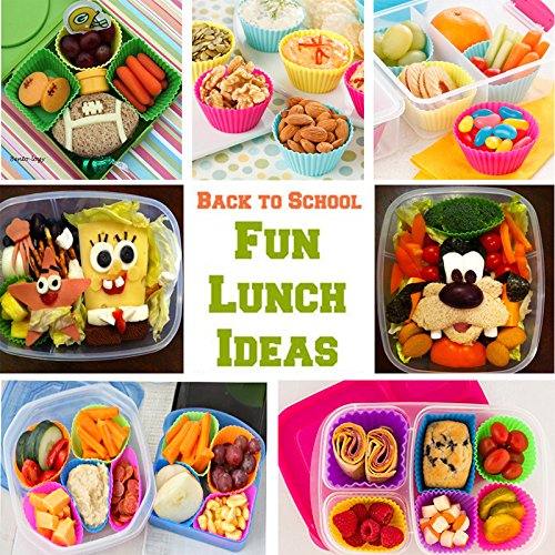 Silicone Baking Cups Muffin Cupcakes Liners Molds Sets in Storage Container Silicone Lunch Box Dividers Bento Box Accessories (Mutilcolor 3shapes)