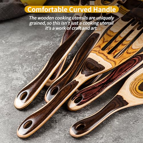 7 Piece Brown Pakkawood Utensils Set (7 PCS Brown)