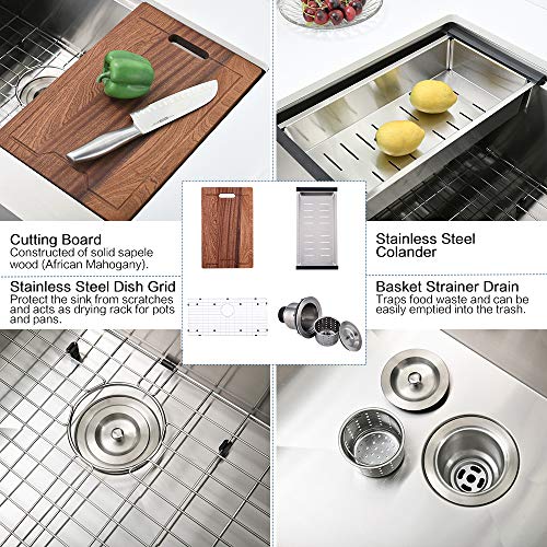 33 Inch Farmhouse Sink Workstation (33"L x 22"W x 10"D / Stainless Steel (Flat Apron))