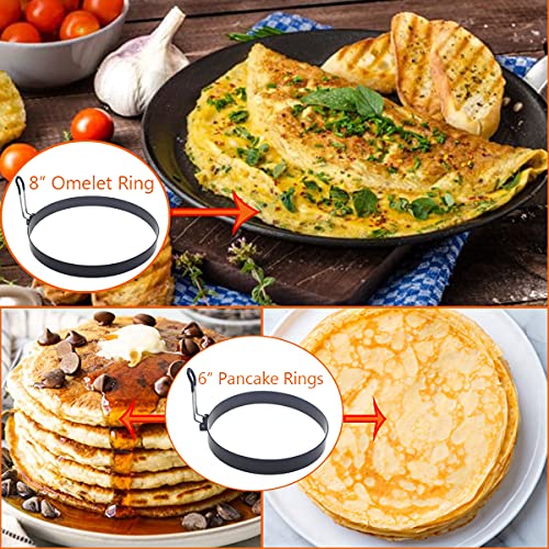 Stainless Steel Egg Cooker Set (Black 3 pcs of 8" 6" 4“ with accessories)