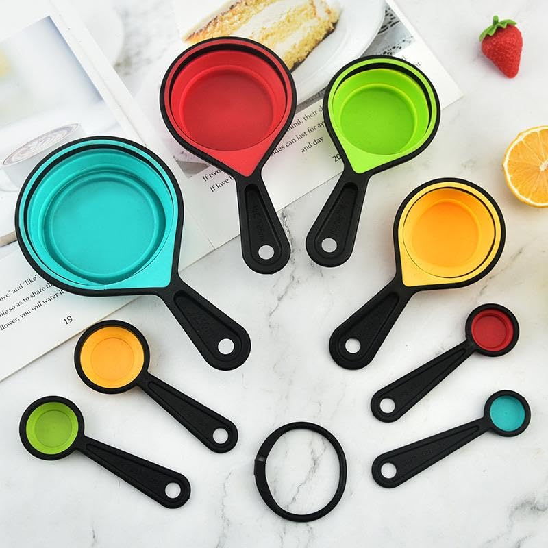 8 Piece Collapsible Silicone Measuring Cups and Spoons Set (8 Count)