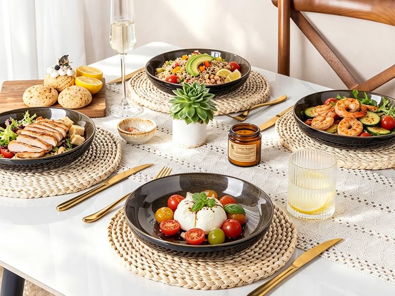 9.0" Ceramic Pasta Bowls Set of 4 (Set of 4 / Coffee)