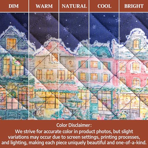 100% Cotton Oven Mitt & Pot Holder Set (123 - Christmas Market - Blue / 7.5" x 13" & 8" x 8" (Oven Mitt & Pot Holder))