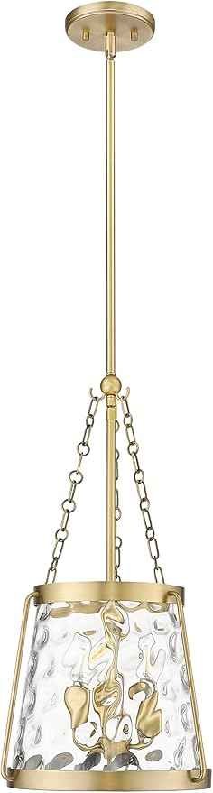 ML Lighting | Adabella Collection | 20403-VB | 3 Light Pendant in Vintage Brass Finish with Clear Hammered Glass Shade | Perfect for Kitchens, Dining Rooms, Living Rooms, Entryways, Hallways