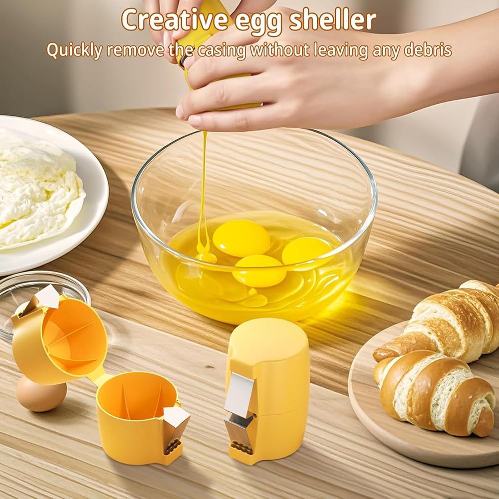 Egg Shell Opener Remover, Eggs Peeler Separator for Boiled and Raw Eggs, Stainless Steel Eggshell Cutter Kitchen Tools for Cooking and Breakfast Prep (Pink, 1 Pcs)