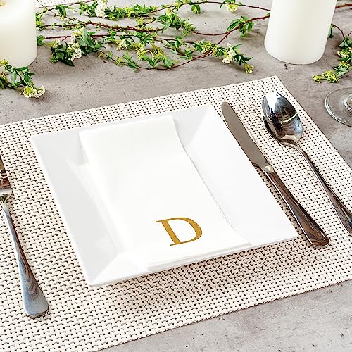 Paper Rectangle Gold Letter D Linen (Gold / 2000 Count / D)