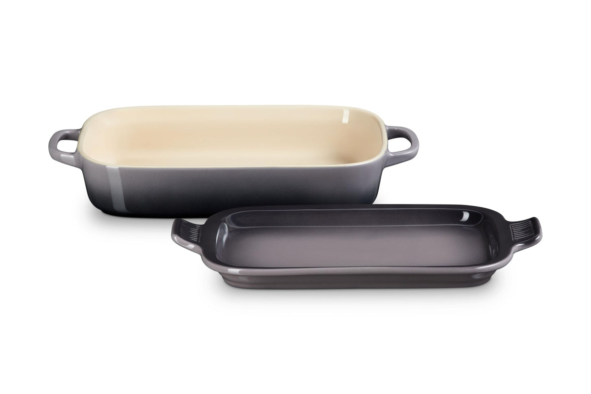 Stoneware Rectangular Dish with Platter Lid (Oyster)