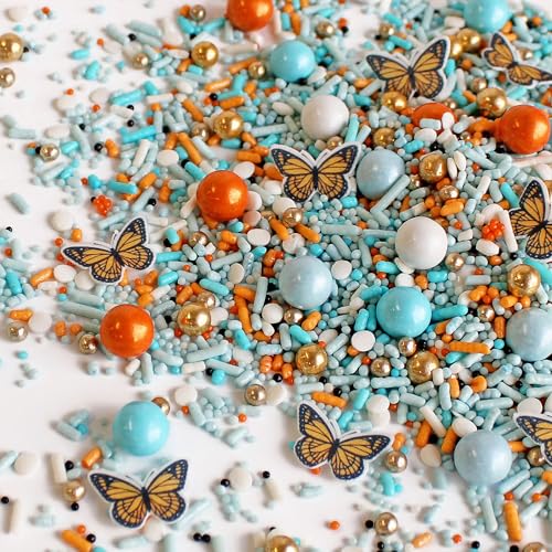 Monarch Butterfly Sprinkle Mix (Light Blue, Muted Light Blue, Orange, Black, White, Vintage Gold)