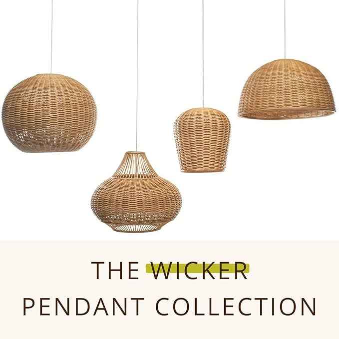 KOUBOO 1050029 Wicker Pear Pendant Lamp, 18" x 18" x 15", Natural
