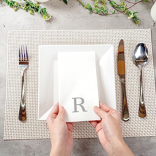 Silver R White Linen Feel Guest Towel Napkin (Silver / 2000 Count / R)