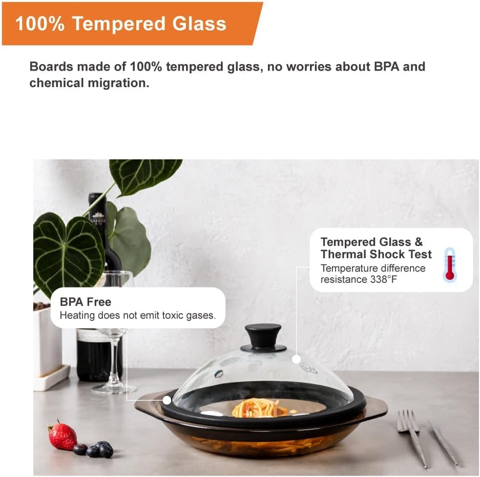 Vented Splatter Upgraded Tempered Glass Microwave Cover (12.5 inch)