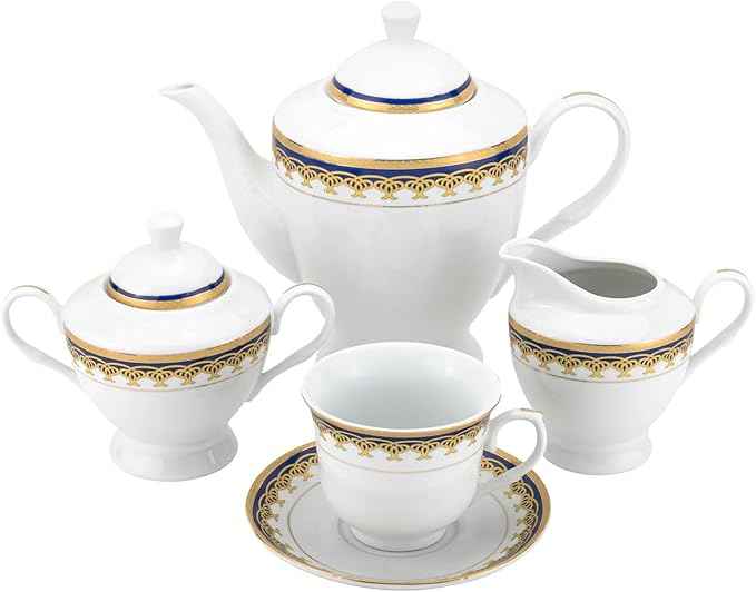 Euro Porcelain 57-pc Banquet Dinnerware Set, Luxury Bone China Tableware, Service for 8