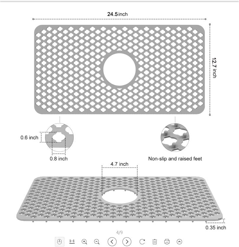 Kitchen Sink Protectors (24"x 12" Center Drain)
