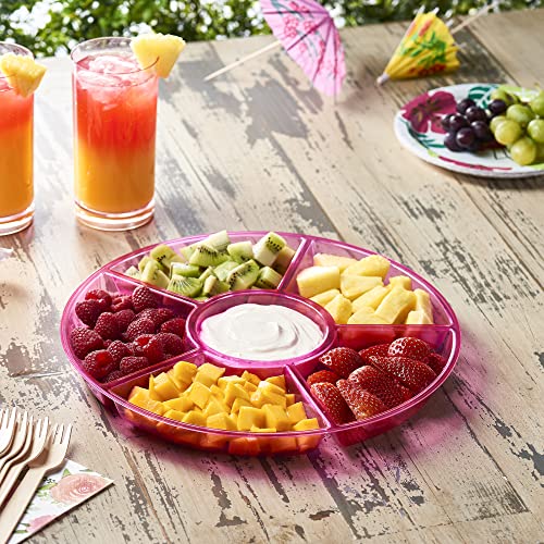 6 Sectional Round Plastic Serving Tray (Pink)