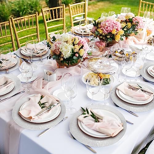 100 Pcs Silver Charger Plates Bulk (Modern Style / Silver)