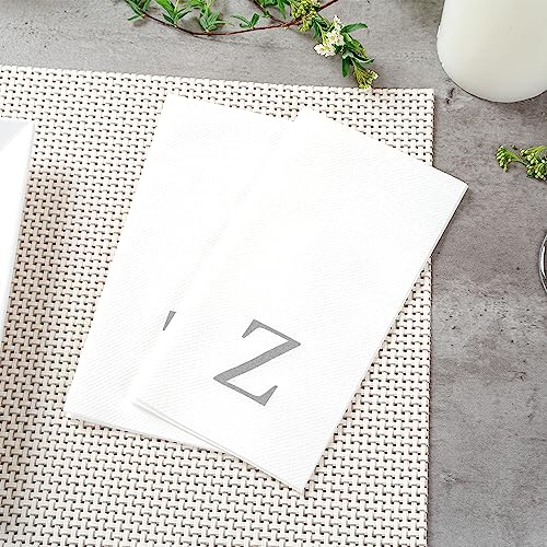 Silver Z White Linen Feel Guest Towel Napkin (Silver / 2000 Count / Z)