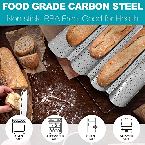 Nonstick French Baguette Bread Pan with Thick Professional Proofing Cloth Dough Couche