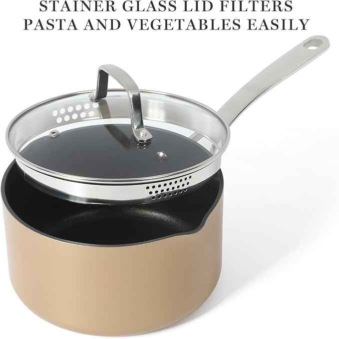 Martha Stewart 12 Piece Heavy Gauge Aluminum Hard Anodized Premium Nonstick Cookware Set, Induction Safe, Copper w/Black Interior