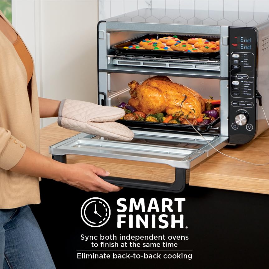 DCT451 12-in-1 Smart Double Oven with FlexDoor, Thermometer, FlavorSeal, Smart Finish, Rapid Top Convection and Air Fry Bottom , Stainless Steel (12-in-1 w/ Flexdoor)