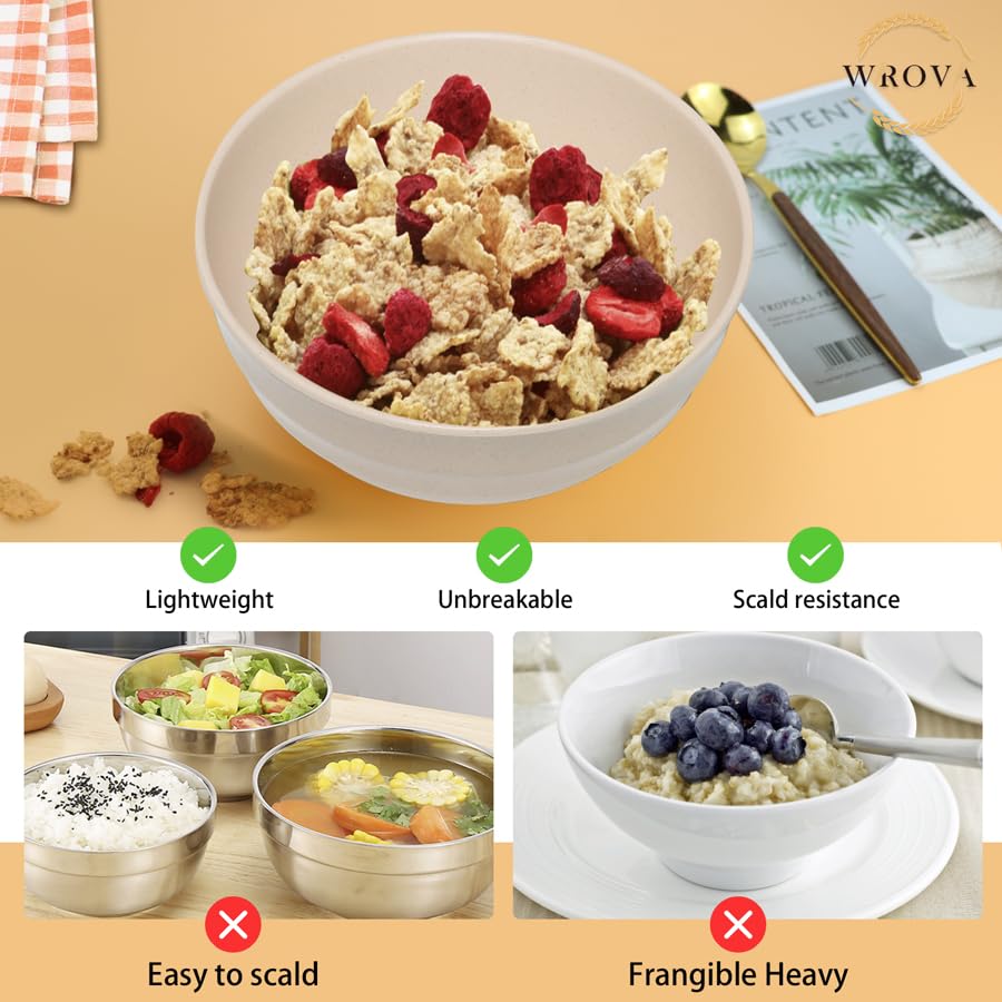 Wheat Straw Bowls Set 60 OZ (60 oz / Beige)
