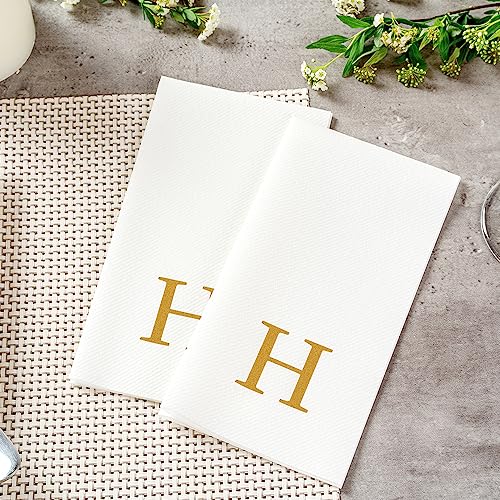 Paper Rectangle Gold Letter H Linen (Gold / 2000 Count / H)